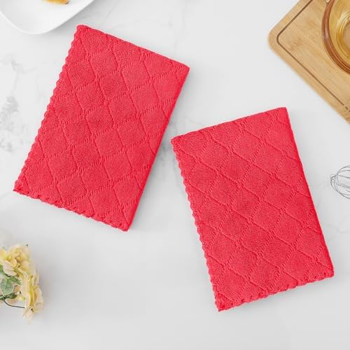 Homaxy 12 Pack Super Soft Absorbent Dish Cloths, 13" x 19", Red - Image 6