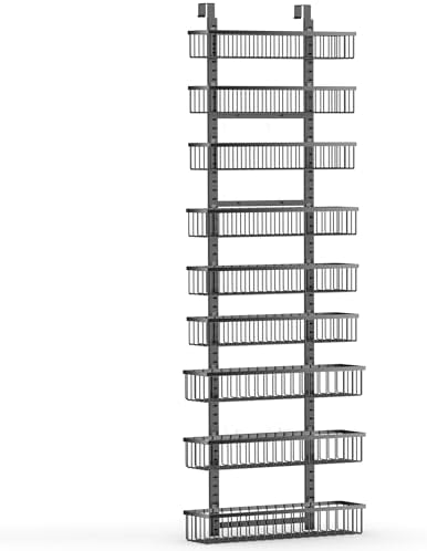 Moforoco 9-Tier Over The Door Pantry Organizer, Pantry Organization and Storage, Black Hanging Basket Wall Spice Rack Seasoning Shelves, Home & Kitchen Bedroom Bathroom House Essentials - Image 7