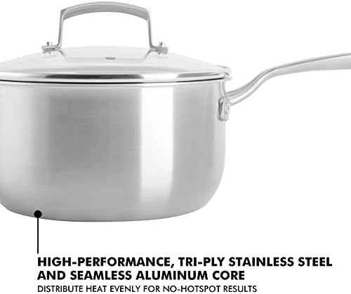 Babish Stainless Steel Saucepan 3.5 Quart Triply Professional Grade Cookware Durable Even Heat Distribution Sauce Pan with Handle for Cooking Boiling Sauces Soups and Everyday Kitchen Use - Image 2
