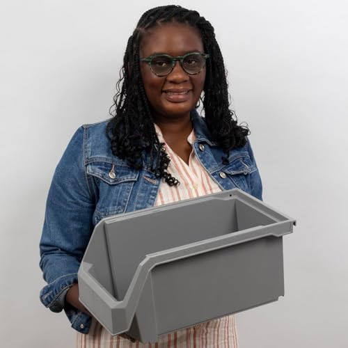 ReadySpace Large Stackable Plastic Storage Bins, 6-Pack, Grey - Image 2
