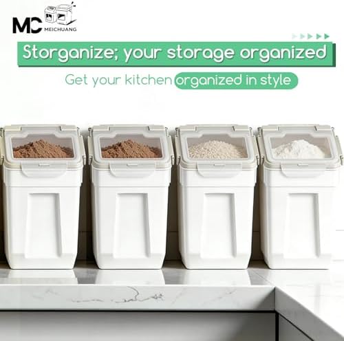 Food Grade 25lb Rice Flour Container for Kitchen Counter, 4pcs, Grey - Image 5