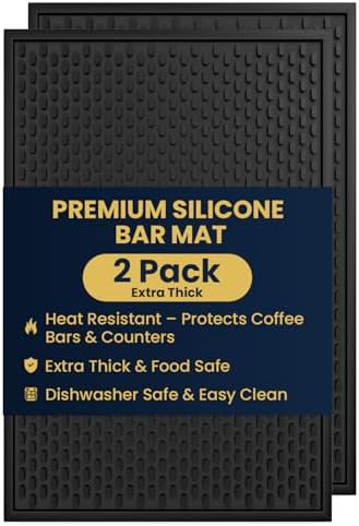 AXIESO Silicone Bar Mat 2 Pack - 18 x 12 in Coffee Bar Mats for Countertop by AXIESO