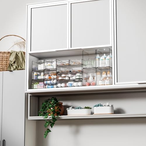 Yieach 5 Set Clear Baby Bottle Organizer for Countertop,BPA FREE Bottle Station Organizer for Breast Pump Parts,Pacifier and Baby Accessories,Stackable Drawers for Bathroom,Cabinet,Pantry Organization - Image 2
