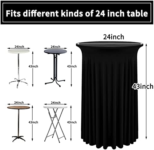8 Packs Black Round Cocktail Table Skirt 24"x 43" - Image 2