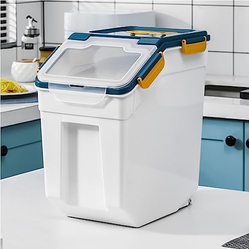 Large Flour Storage Container Bin 25lb, 2Pack Airtight Rice Storage Containers with Wheels Seal Locking Lid, BPA Free with Measuring Cup&Scoop for Flour, Rice, Grain(Blue) - Image 7