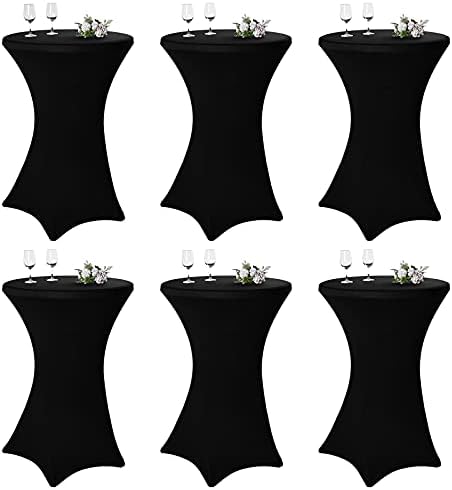 Pesonlook 6 Pack Black Cocktail Spandex Table Cover,32x43 Inch by Pesonlook