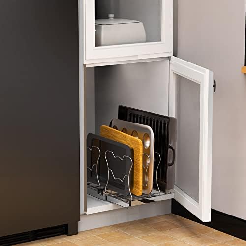 Simple Houseware Under Cabinet Pull Out Sliding Shelf Organizer, Chrome - Image 5