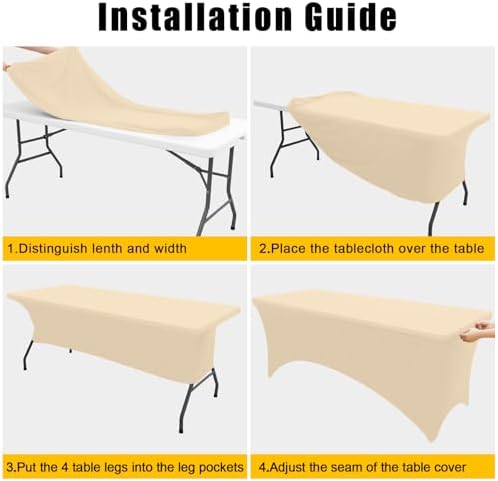 Smiry 2 Pack Spandex Table Cloth 4FT, Elastic Fitted Champagne Tablecloth - Image 4
