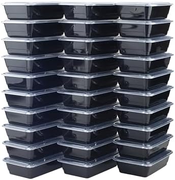 GoodCook Meal Prep Rectangle Single Compartment 30 units, Black, BPA Free by GoodCook