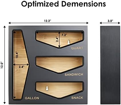 Bamboo Bag Storage Organizer for Kitchen Drawer, Baggie organizer, Compatible with Gallon, Quart, Sandwich and Snack Variety Size Bags (Black) - Image 5
