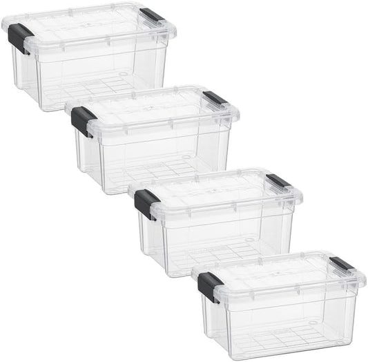Superio Clear Storage Bins with Lids, Stackable Storage Box with Latches and Handles, Extra Small, 4 Pack 3 Quart