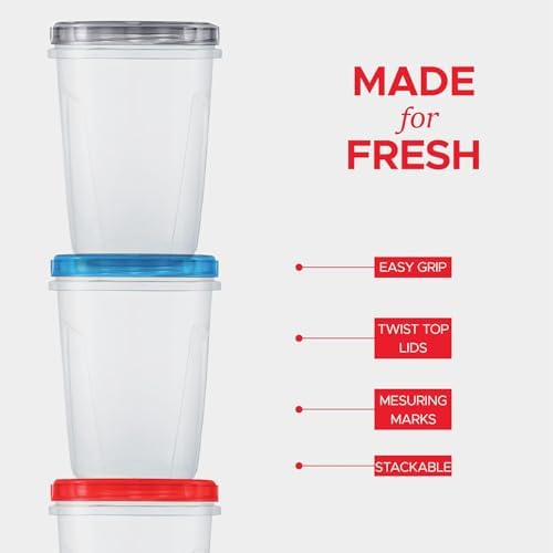 Tafura 15 Pack Leakproof Freezer Containers for Food with Twist Top Lids - 32 Oz BPA Free - Black/Blue/Red Lids - Image 7