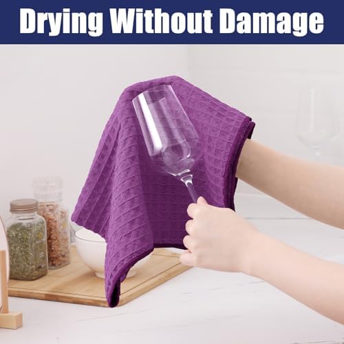 Homaxy Microfiber Kitchen Towels and Dishcloths Sets, 12 Pack, Purple - Image 3