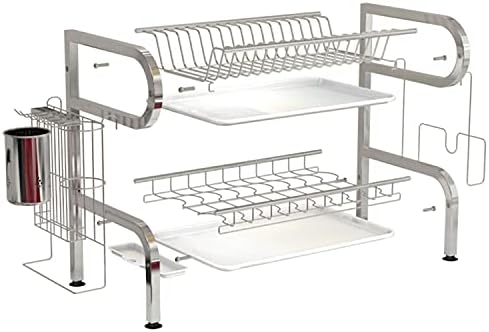 Stainless Steel Dish Drying Rack,Dish Strainer for Kitchen 2 Tier Dish Racks on Counter with Drainboard (Silver) - Image 6