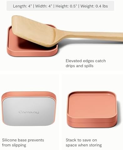 Caraway Spoon Rest Set of 4, Stackable Spoon Holder for Kitchen Counter | Drip Catching, Heat-Resistant Design, Non-Slip Base, Perracotta - Image 2