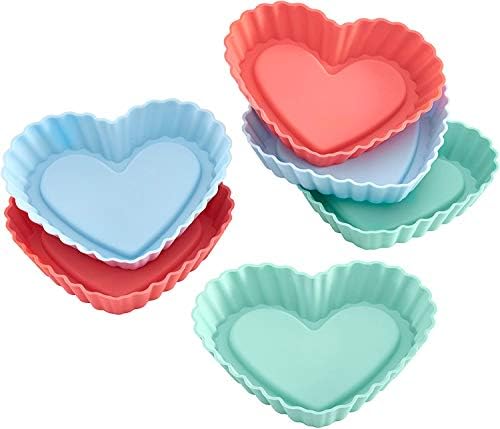 LURCH Germany Flexiform Silicone Heart Shaped Tartlet Molds - Set of 6 - Pink/Green/Blue by Lurch