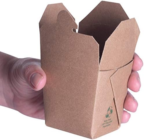 100% Recyclable 8oz Brown Chinese Take Out Boxes 50pk. Leakproof Greaseproof To Go Containers For Restaurants Event Parties Food Service. Best Value Bulk Pack Microwaveable and Stackable Meal Pails. by FoodRestaurantSupplies
