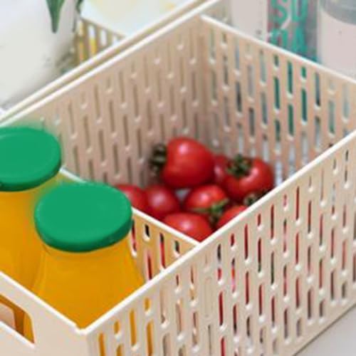 Tyenaza Plastic Storage Basket Divider 3 Compartments Space Saving Food Storage Bins for Fruit, Vegetables, Snacks (12 x 15 x 32 cm) - Image 4