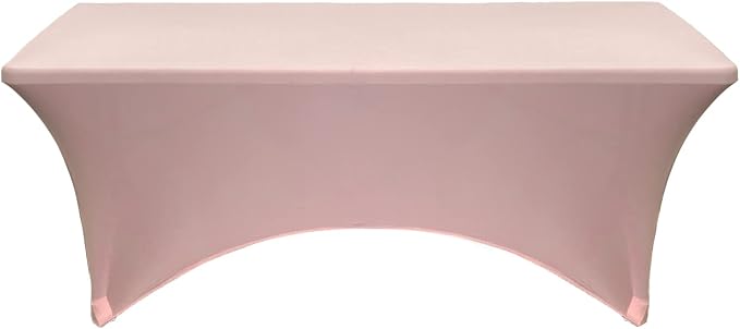 YOUR CHAIR COVERS Rectangular Spandex Table Covers 6ft Fitted Tablecloth Wedding Event Patio Decorations Elastic Fabric Stretch Tables Cover for 6 ft Folding Table (Blush) - Image 2