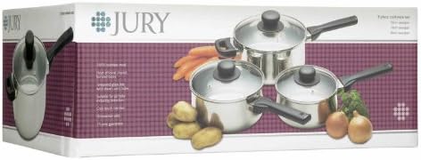 KitchenCraft JURY3PC Jury Induction Saucepan Set with Lids, Gift Boxed, Stainless Steel, 3 Pieces Silver 16 cm (6½"), 18 cm (7") and 20 cm (8") pans - Image 2