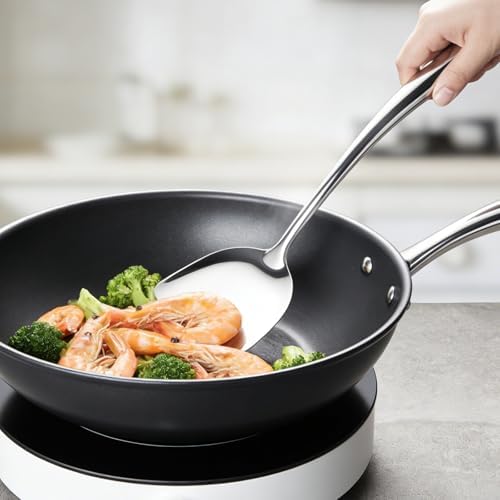 304 Stainless Steel Cooking Utensils Set, 11 PCS Long Large Metal Cooking Utensil Tools Set, Mirror Polished Kitchen Gadget Cookware and Kitchen Tool Set, Dishwasher Safe - Image 5