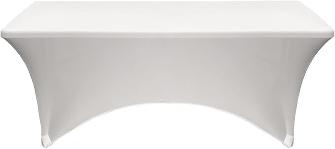 YOUR CHAIR COVERS Rectangular Spandex Table Covers 6ft Fitted Tablecloth – Stretch Elastic Wedding & Patio Decoration (White) - Image 3