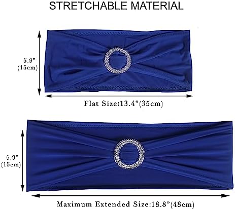 10pcs Spandex Chair Sashes with Cover Stitched for Wedding Party Banquet Decoration Elastic Bulk Chair Cover with Slide Buckle Graduation Meeting(Royal Blue) - Image 3
