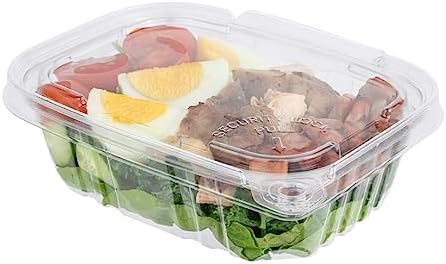 Restaurantware Tamper Tek 12 Ounce Take Out Containers 100 Tamper-Evident Deli Containers - Hinged Lid Freezable Clear Plastic Meal Prep Containers Disposable For Carry Out Or Lunches by Restaurantware