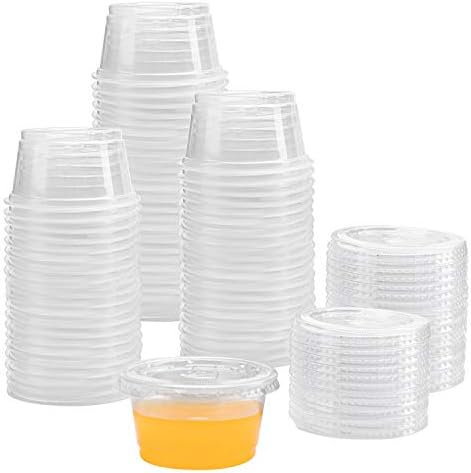 Hedume 300 Sets 4oz Portion Cups with Lids, BPA-free Clear Disposable Plastic Cups for Souffle, Jello, Meal Prep, Portion Control, Salad Dressing, Slime, Condiment Container by Hedume