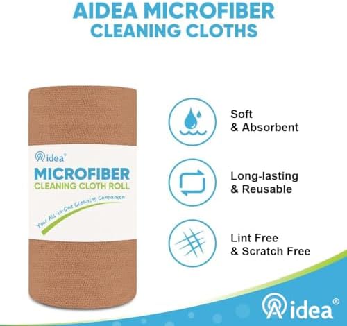 AIDEA Microfiber Cleaning Cloth Roll-75PK, Paper Towels 11.5"×11.5", Brown - Image 3