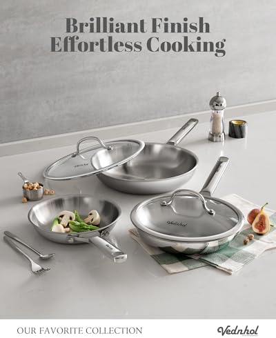 Stainless Steel Frying Pan Set with Lids 8"&10"&12",8 Inch Skillet+10&12 Inch Stainless Steel Pans with Lids,Frying Pan,Tri-Ply,PFOA&PTFE Free,Dishwasher&Oven Safe,Induction Compatible - Image 2
