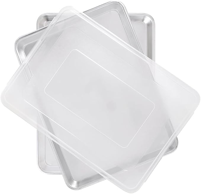 Nordic Ware Naturals Half Sheet Set - USA Made Aluminum Commercial Quality Sheet Pan for Baking or Roasting, Encapsulated Galvanized Steel Rim Prevents Warping, 2pk Half + Lid by NordicWare