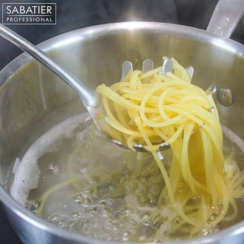 Sabatier Professional Large Metal Spaghetti Server Ladle - Mirror Polished Stainless Steel Fork Spoon to Measure, Drain & Serve Pasta. Strong Construction. 5 Year Guarantee, Dishwasher Safe - Image 4