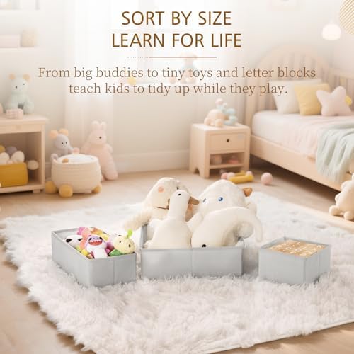 Criusia 15 Pack Drawer Organizer for Clothes, Foldable Dresser Dividers with 3 Sizes, Fabric Storage Bins – Gray - Image 2