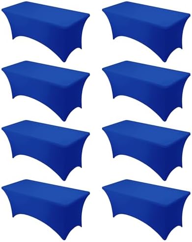 8-Pack Royal Blue Spandex Tablecloths for 6ft Rectangle Tables by DailySet