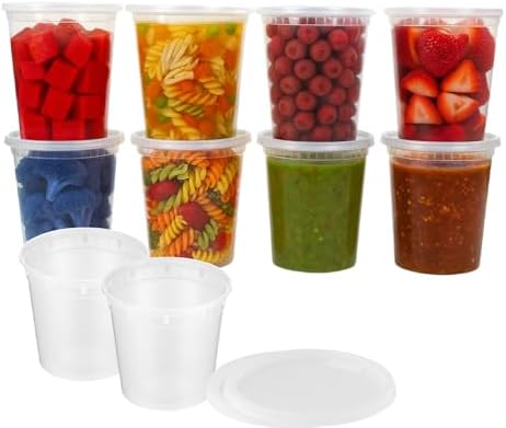 24oz [50 set] Heavy Duty Plastic Deli Container | BPA-Free Food Storage with Airtight Leak‑Proof Lids | Microwave, Freezer & Dishwasher Safe – Stackable, Bulk Reusable Soup & Meal Prep Tub - Image 2