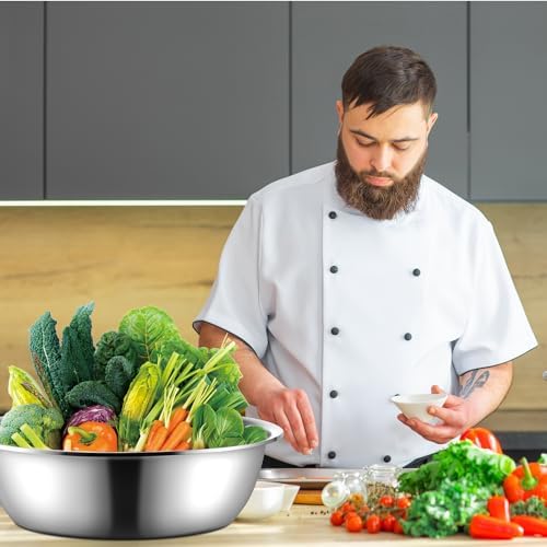 Yungyan 2 Pieces Large Mixing Bowl Stainless Steel Oversized All Purpose Steel Bowl Metal Bowl for Serving Baking Marinating for Home Cooking or Commercial(14.46 Quarts) - Image 4