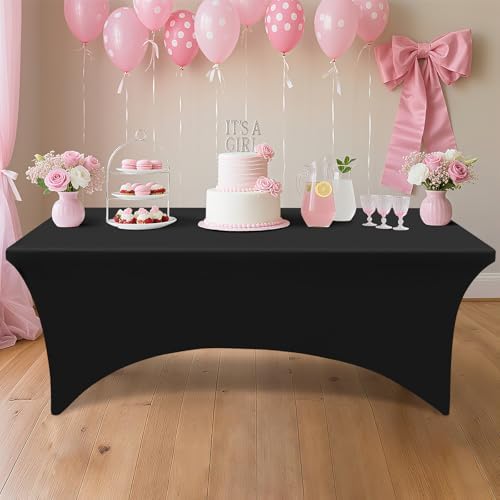 Smiry 2 Pack Spandex Table Cloth 4FT, Elastic Fitted Black Tablecloth - Image 6