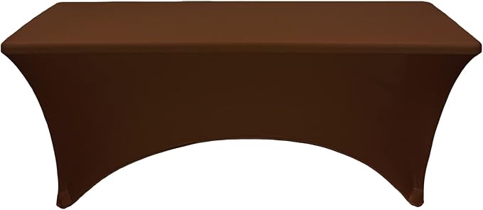 YOUR CHAIR COVERS Rectangular Spandex Table Covers 6ft Fitted Tablecloth Wedding Event Patio Decorations Elastic Fabric Stretch Tables Cover for 6 ft Folding Table (Chocolate Brown) - Image 3