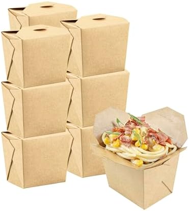 Restaurantware Bio Tek 8 Ounce Chinese Take Out Boxes 25 Greaseproof Food To Go Boxes - Tab-Lock Microwavable Kraft Paper Take Home Boxes Disposable For Restaurants Catering And Parties by Restaurantware
