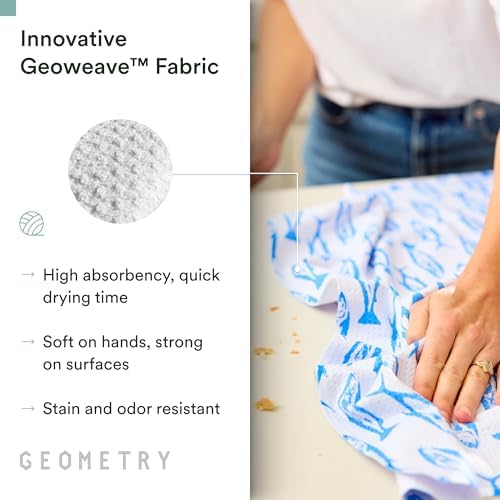 GEOMETRY Tea Towels – Spring & Summer Collection – Quick-Dry, Ultra-Absorbent, Reusable Microfiber Kitchen Towels for Drying & Cleaning - Coastal Catch - 1 Pack - Image 4