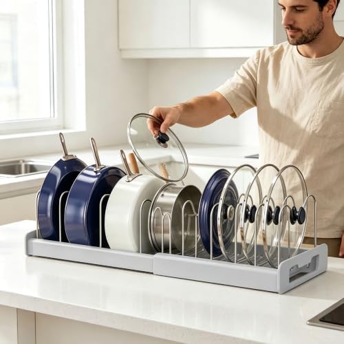 2-Pack Pots and Pans Organizer under cabinet with 9 Adjustable Dividers-22" - Image 7