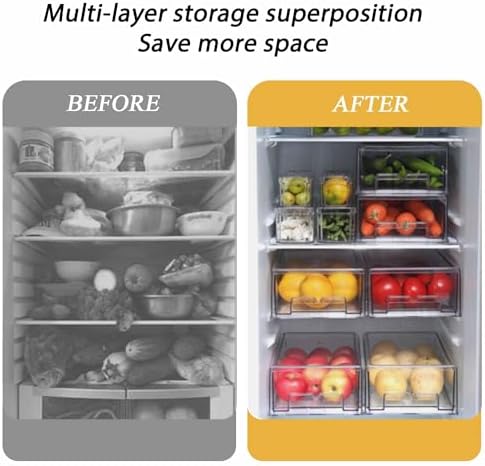 bealy 2 Pack Stackable Clear Drawer Organizer, Large Pull Out Fridge Organizers and Storage Container, Refrigerator Organizers and Storage for Fruit, Produce, Vegetables, Drinks, Snack and Food - Image 5