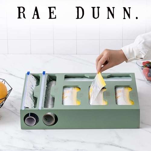 Rae Dunn Bamboo Bag Organizer for Kitchen Drawer - Durable Wood Organizer for Kitchen Storage - Holds Gallon, Quart, Snack, Sandwich Size Baggies, Plastic Wrap and Foil - Image 5