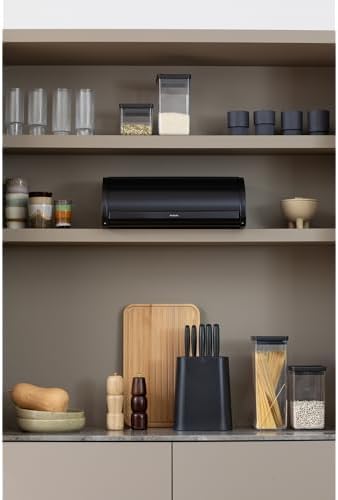 Brabantia Roll Top Bread Box | Large | Matt Black | Metal Front Opening Bread Store for Kitchen Countertop | Partly Flat Top for Extra Storage, Magnet Closing Lid | Fits 2 Loaves - Image 5
