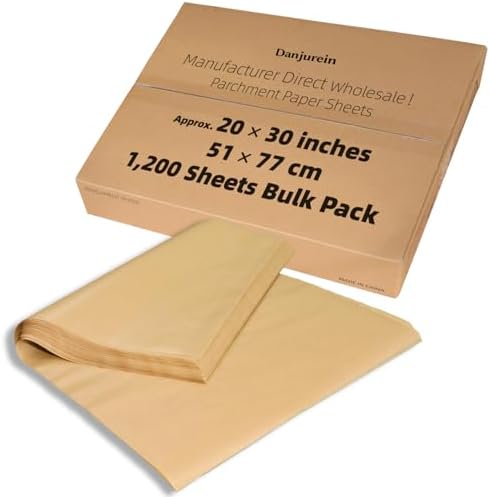 20x30" 1200 Bulk Sheets Unbleached Heavy-Duty Extra Large Parchment Paper | Food grade non-stick & greaseproof, oven safe for baking trays, pizza stones, bakery, catering & food service use by DanjureinParchmentManufacturer