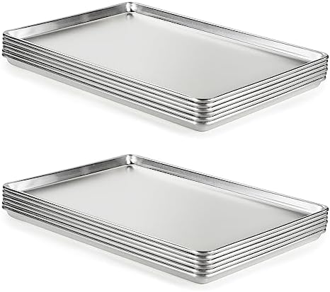 CURTA 12 Pack Aluminum Sheet Pan, NSF Listed Full Size 26 x 18 inch Commercial Bakery Cake Bun Pan, Baking Tray … by CURTA