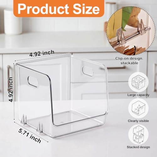 12 Pcs Clear Plastic Storage Bins Stackable Pantry Organizer - Image 3