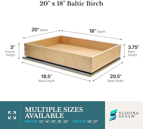 SlidingSusan Baltic Birch Pull-Out Cabinet Drawer Organizer 20" W x 18" D - Image 2