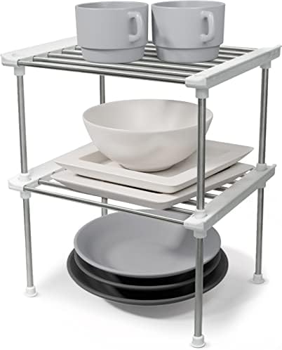 carrotez Set of 2 Stackable Cabinet Organizer Shelf 9.8 x 7.8 x 6.1 White by Carrotez